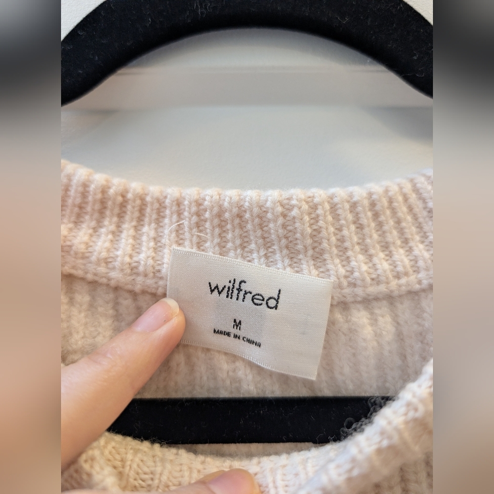 Aritzia Wilfred Lonell Merino Wool Knit Colorblock Crew Neck Sweater - Picture 2 of 10
